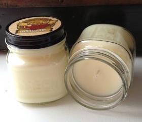 Honeysuckle Jasmine 8 Ounce Square Mason Jar Soy Blend Candle